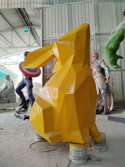 3d打印幾何造型玻璃鋼兔子雕塑擺件